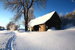 Cottage In Winter Royalty Free Stock Photography