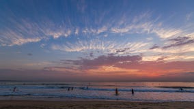 Coucher du soleil de lever de soleil de paysage urbain de Durban photos stock Coucher du soleil de lever de soleil de paysage urbain de Durban photos stock