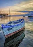 Coucher du soleil la Mer Noire Bulgarie de port de Nesebar photo libre de droits Coucher du soleil la Mer Noire Bulgarie de port de Nesebar photo libre de droits