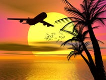 Coucher du soleil tropical avec l'avion. Coucher du soleil tropical avec l'avion.