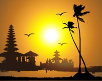 Coucher du soleil tropical, silhouette de palmier illustration de vecteur Coucher du soleil tropical, silhouette de palmier illustration de vecteur