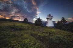 Coucher du soleil, Woody Point, Gros Morne National Park, Terre-Neuve et L images stock Coucher du soleil, Woody Point, Gros Morne National Park, Terre-Neuve et L images stock
