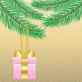 Coup de cadeau sur le sapin de branche illustration stock Coup de cadeau sur le sapin de branche illustration stock
