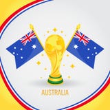 Coupe du monde de champion du football d'Australie 2018 - drapeau et trophée d'or illustration stock Coupe du monde de champion du football d'Australie 2018 - drapeau et trophée d'or illustration stock