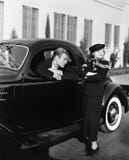 Couple with antique car stock photo Couple with antique car stock photo
