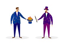 Couple of Artists Magicians Performing Magic Trick vector illustration Couple of Artists Magicians Performing Magic Trick vector illustration