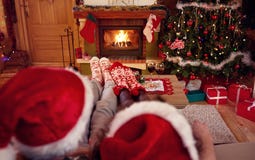 Couple enjoying together for Christmas holiday stock images Couple enjoying together for Christmas holiday stock images