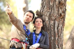 Couple In Adventure Park Royalty Free Stock Photo Couple In Adventure Park Royalty Free Stock Photo