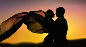 Couple In Love Dancing At Sunset Royalty Free Stock Photo