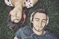 Couple Listening To Music Royalty Free Stock Images