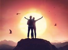 Couple Looking At Sunset. Stock Images