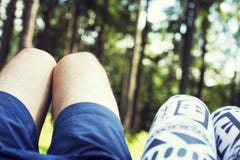 Couple Man and Woman Feet in Love Romantic Outdoor with Autumn season nature on background Fashion trendy style. A guy and a girl Royalty Free Stock Photo Couple Man and Woman Feet in Love Romantic Outdoor with Autumn season nature on background Fashion trendy style. A guy and a girl Royalty Free Stock Photo