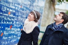 couple happy romantic paris near montmartre having date cafe parisian kissing outdoor