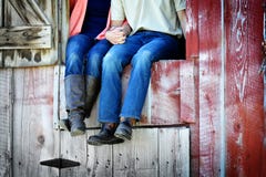 Couple Next To Old Barn Holding Hands Royalty Free Stock Images Couple Next To Old Barn Holding Hands Royalty Free Stock Images