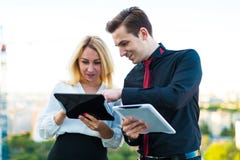 Couple Of Businessmen, Good Looking Brunette Man And Attractive Royalty Free Stock Photo Couple Of Businessmen, Good Looking Brunette Man And Attractive Royalty Free Stock Photo