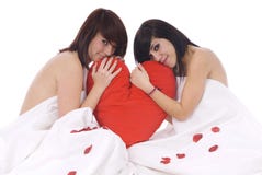 Couple Of Women In Love With Heart Royalty Free Stock Photo