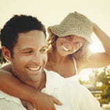 A Couple Relaxing Beach Travel Concept stock photography A Couple Relaxing Beach Travel Concept stock photography
