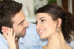 Couple talking at home stock image Couple talking at home stock image