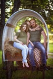 The couple in the wagon royalty free stock image The couple in the wagon royalty free stock image