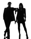 Couple woman man detective secret agent criminal silhouette