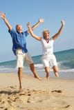 Couples aînés appréciant des vacances de plage Images libres de droits Couples aînés appréciant des vacances de plage Images libres de droits