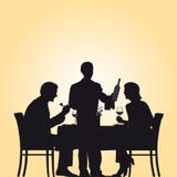 Couples et serveur dans le restaurant illustration stock Couples et serveur dans le restaurant illustration stock