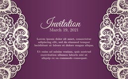 Couverture pourpre d'invitation de vintage avec la dentelle crème De illustration libre de droits Couverture pourpre d'invitation de vintage avec la dentelle crème De illustration libre de droits
