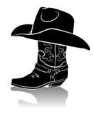 Cowboy Boot And Western Hat.Black Graphic Stock Images