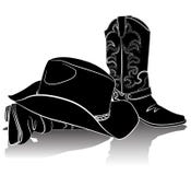 Cowboy Boots And Hat.Vector Grunge Background Royalty Free Stock Images