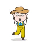 Cowboy effrayé Frowning Face d'agriculteur avec l'Ouvert-bouche illustration stock Cowboy effrayé Frowning Face d'agriculteur avec l'Ouvert-bouche illustration stock