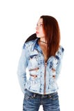 Cowgirl In Denim Jacket Stock Images