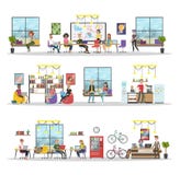 Coworking byggnadsinre royaltyfri illustrationer Coworking byggnadsinre royaltyfri illustrationer