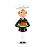 Cozinhe com frango frito da ação de graças ilustração stock Cozinhe com frango frito da ação de graças ilustração stock
