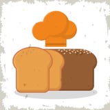 Cozinheiro chefe cozido recentemente cortado do pão e do chapéu ilustração royalty free Cozinheiro chefe cozido recentemente cortado do pão e do chapéu ilustração royalty free