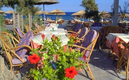 Cozy Seaside Restaurant ,Santorini,Greece Stock Photography
