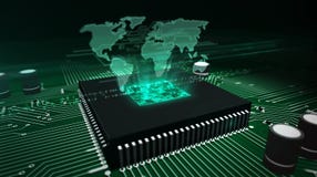 CPU on board with world map hologram royalty free stock images CPU on board with world map hologram royalty free stock images