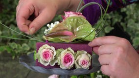 Creant Une Composition Florale Formee Comme Gateau Banque De Videos Video Du Fleurs Ornement