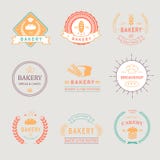 Crachás retros da padaria do vintage, etiquetas, logotipos Pão ilustração do vetor Crachás retros da padaria do vintage, etiquetas, logotipos Pão ilustração do vetor
