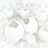 Cracked Eggs Pattern As Colorful Background. Top View, Flat Lay, Selective Focus. Stock Photos