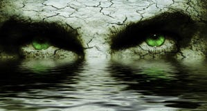 Cracked face with scary eyes stock photos Cracked face with scary eyes stock photos