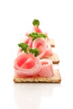 Crackers Canapes With Ham And Parsley Royalty Free Stock Photography