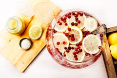 Cranberry lemon iced detox water royalty free stock photo Cranberry lemon iced detox water royalty free stock photo