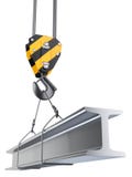 Crane hook hanging on a steel ropes with steel I-beam stock illustration Crane hook hanging on a steel ropes with steel I-beam stock illustration