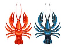 Crayfish Blue And Red Isolated On White Background. Stock Photography