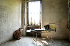Crazy, Scared Man Isolated Abandoned In A Madhouse In Italy Royalty Free Stock Images Crazy, Scared Man Isolated Abandoned In A Madhouse In Italy Royalty Free Stock Images