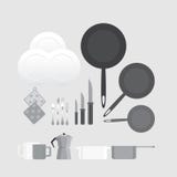 Creative black and white kitchen equipment royalty free illustration Creative black and white kitchen equipment royalty free illustration