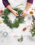 Creative diy hobby. Handmade craft christmas decoration, ornament and garland Stock Photos Creative diy hobby. Handmade craft christmas decoration, ornament and garland Stock Photos