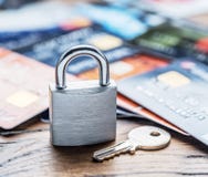 Credit cards and simle mechanical lock. Royalty Free Stock Image Credit cards and simle mechanical lock. Royalty Free Stock Image