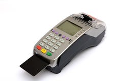Credit Debit Card Reader Machine On Isolated White Background Stock Photography Credit Debit Card Reader Machine On Isolated White Background Stock Photography