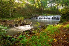 Creek cascades in Polish forest stock photos Creek cascades in Polish forest stock photos